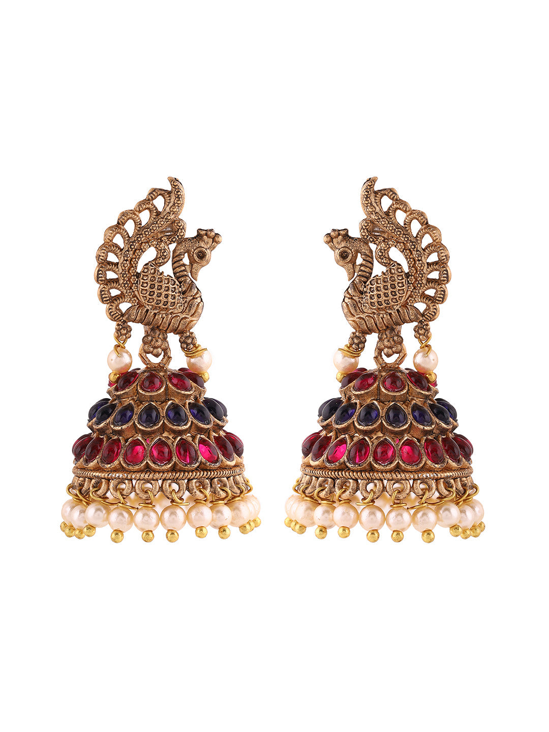 Priyaasi Crafted Peacock Jhumkas