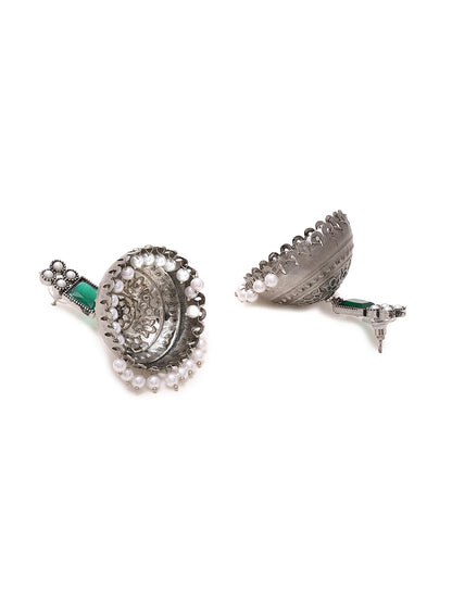 Priyaasi Timeless Beauty Green Stone Jhumkas