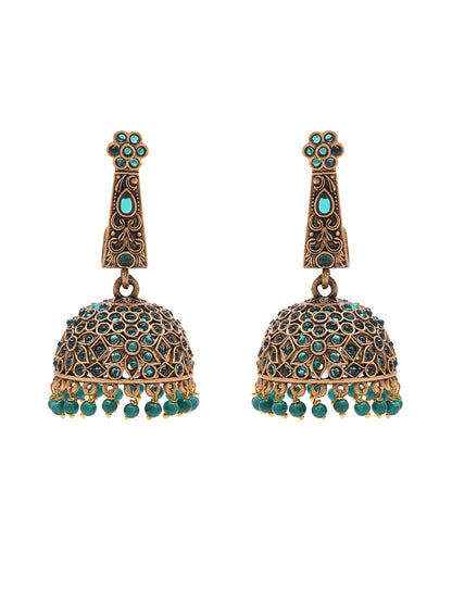 Priyaasi Green Floral Jhumkas