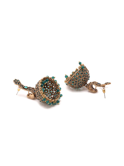 Priyaasi Green Floral Jhumkas