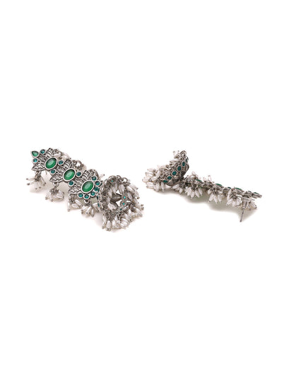 Priyaasi Green Stoned Long Jhumkas