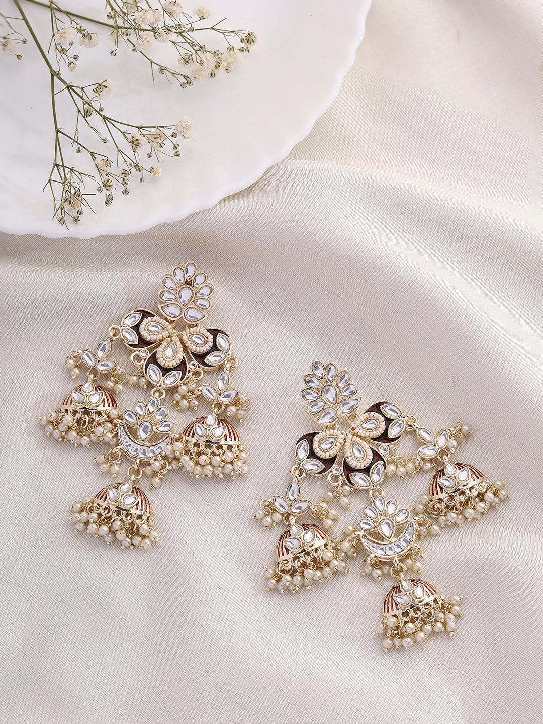 Priyaasi Marron Kundan Jhumkas