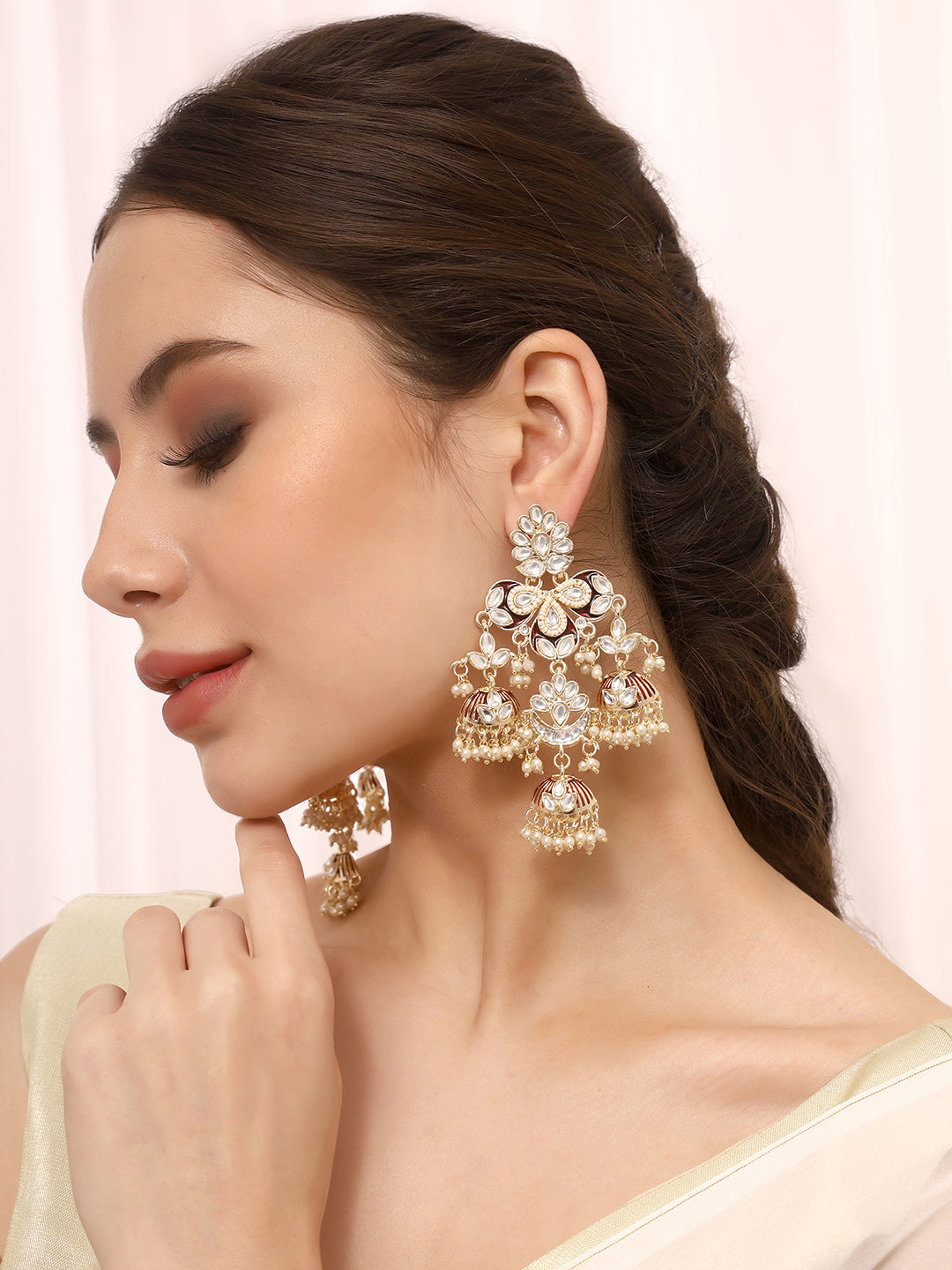 Priyaasi Marron Kundan Jhumkas