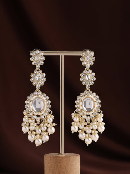 Priyaasi Pearl and Kundan Drop Earrings