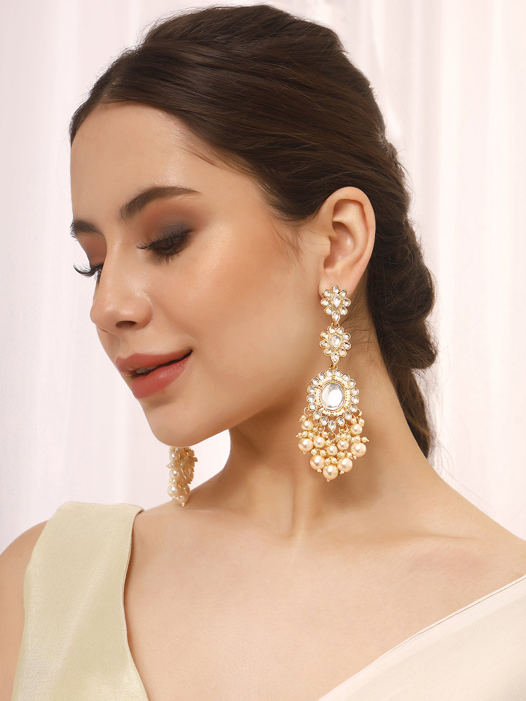 Priyaasi Pearl and Kundan Drop Earrings