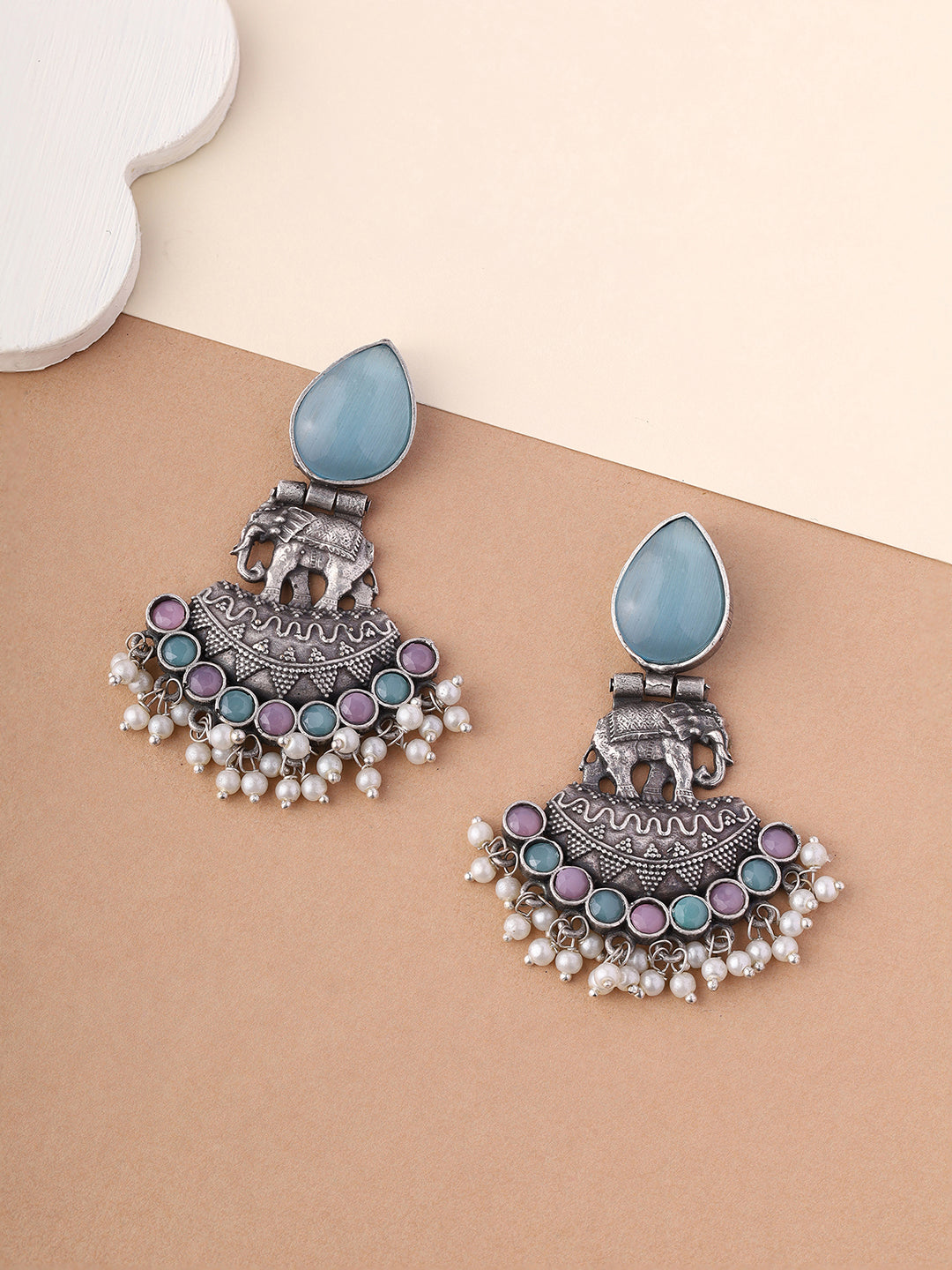 Priyaasi Opulent Green Stone Jhumkas