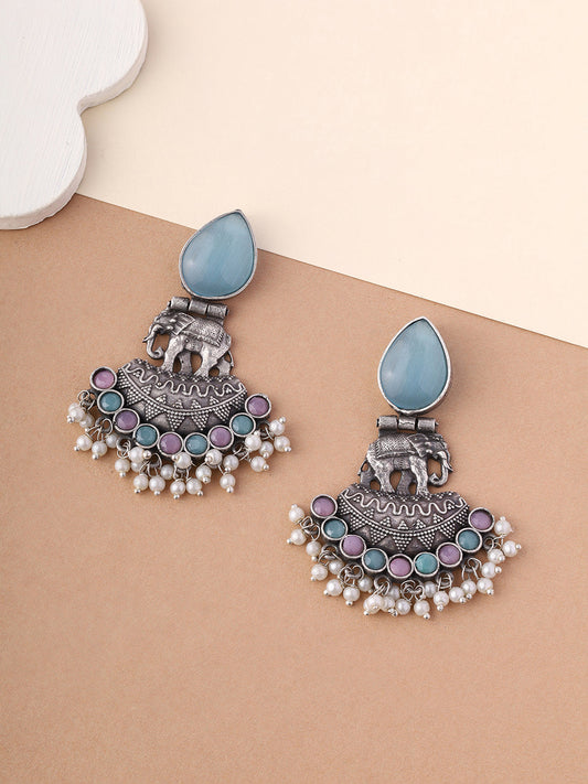 Priyaasi Opulent Green Stone Jhumkas