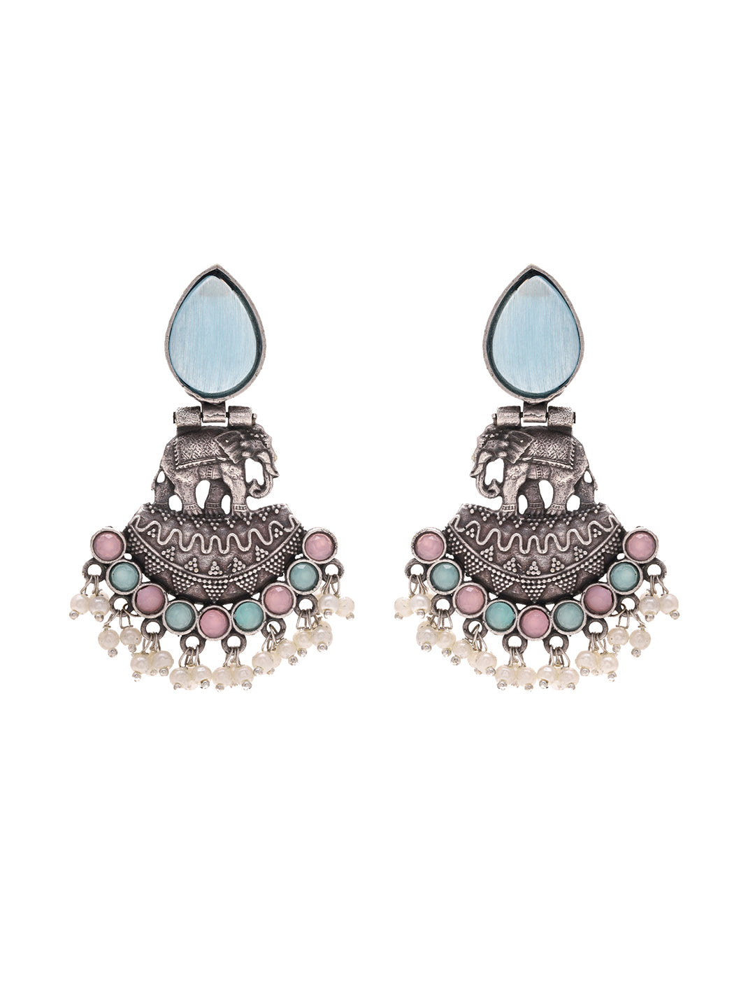 Priyaasi Opulent Green Stone Jhumkas