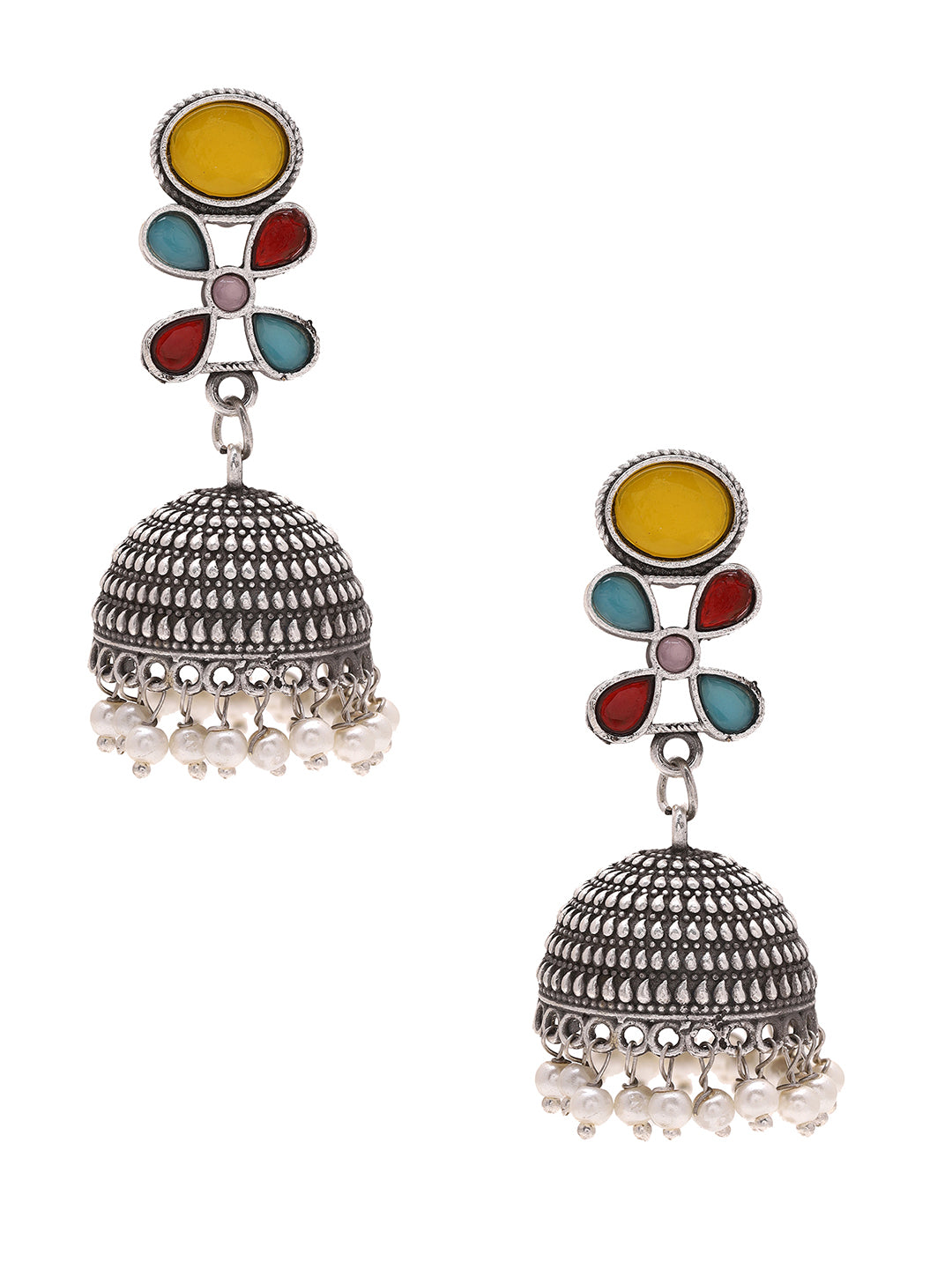 Priyaasi Yellow Floral Jhumkas