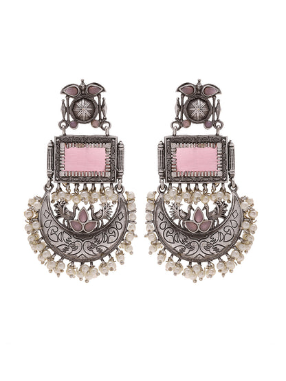 Priyaasi A Timeless Pink Stones Earrings with Pearl Touch