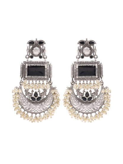 Priyaasi Chic Harmony Black Jhumkas Adorned with Pearls