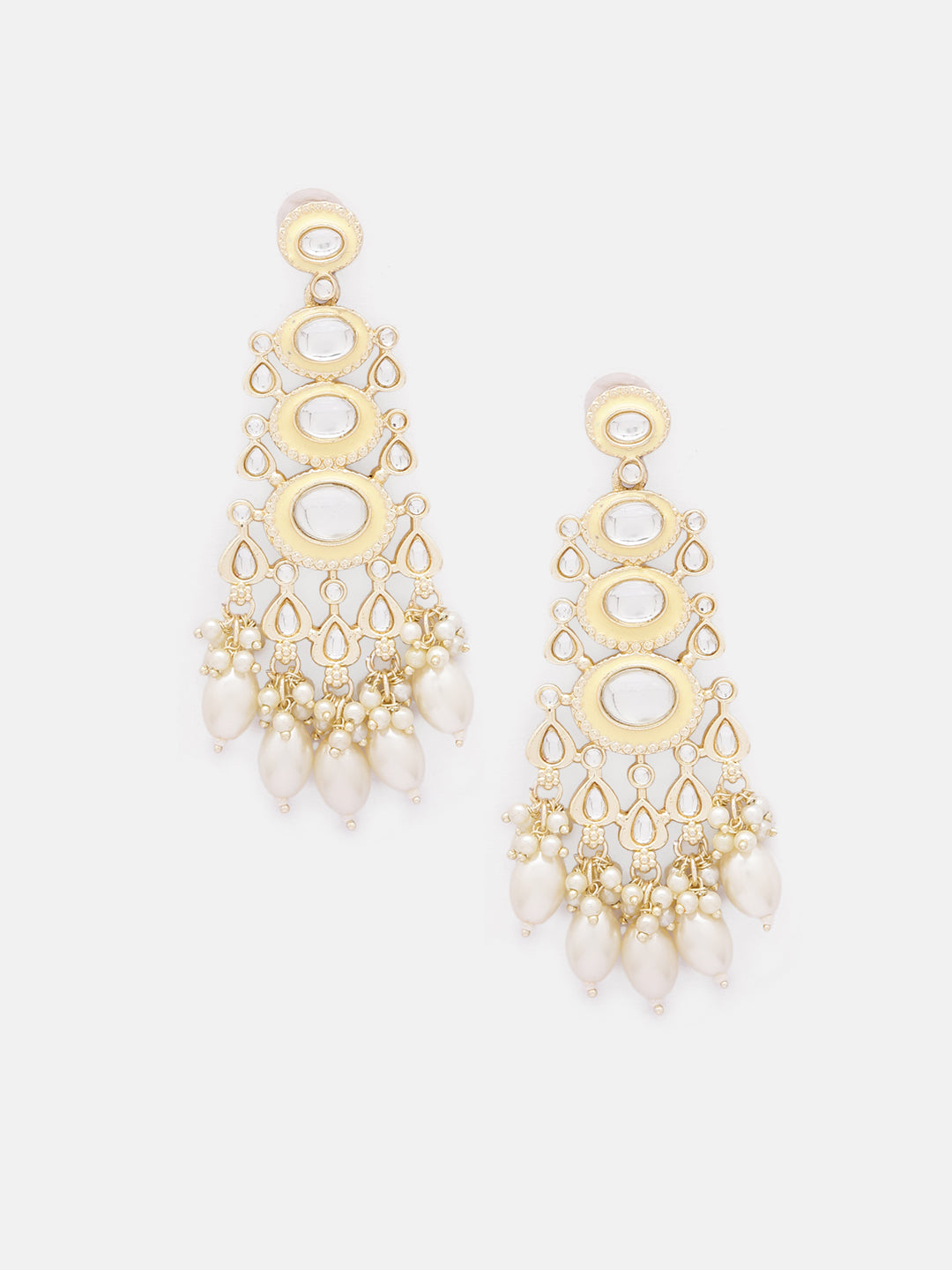 Priyaasi Ivory Pearl Kundan Gold Plated Elegant Design Drop Earrings