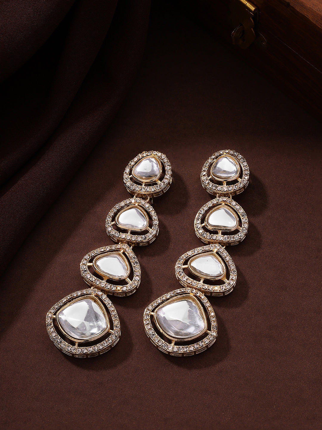 Priyaasi Drop Gold Plated Kundan Earrings