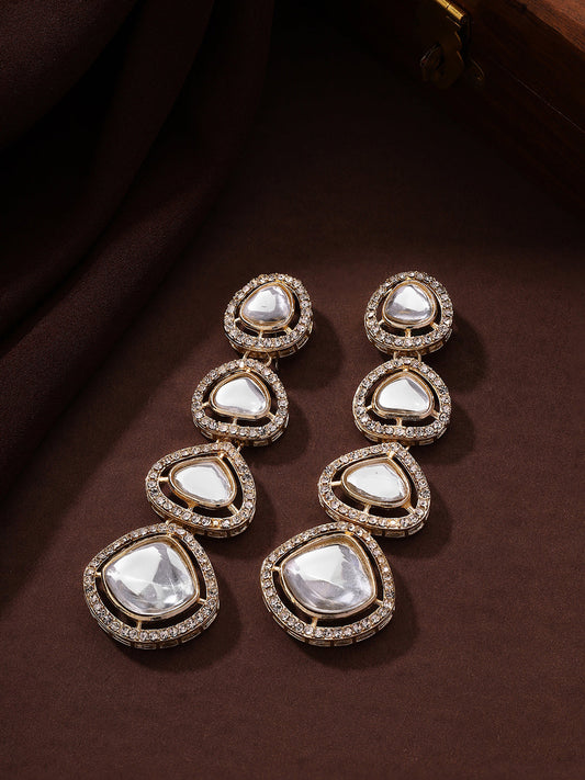 Priyaasi Drop Gold Plated Kundan Earrings