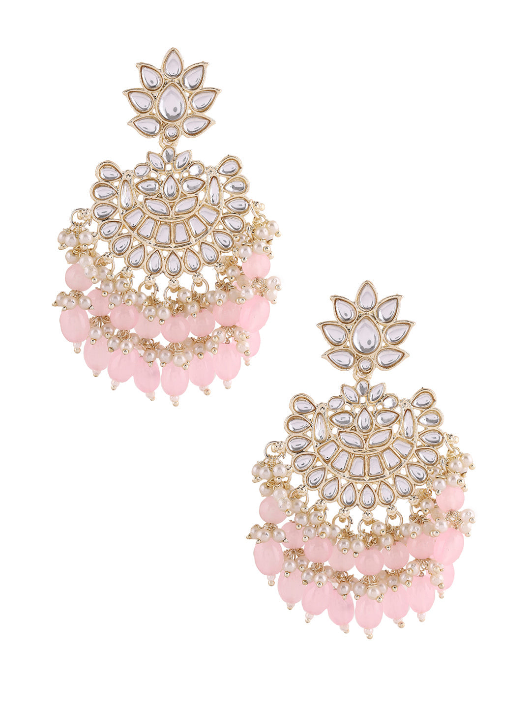 Priyaasi Pale Pink Sequence Floral Earrings