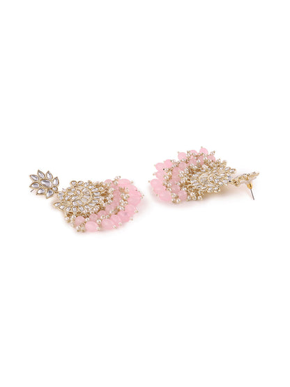 Priyaasi Pale Pink Sequence Floral Earrings