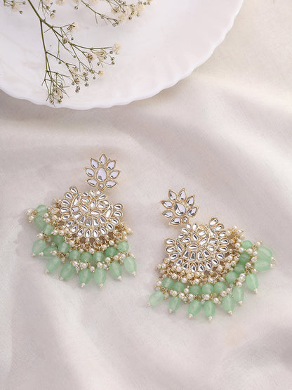 Priyaasi Mint Kundan Sequence Gold Plated Earrings
