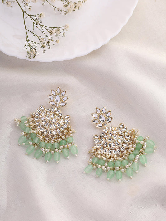 Priyaasi Mint Kundan Sequence Gold Plated Earrings