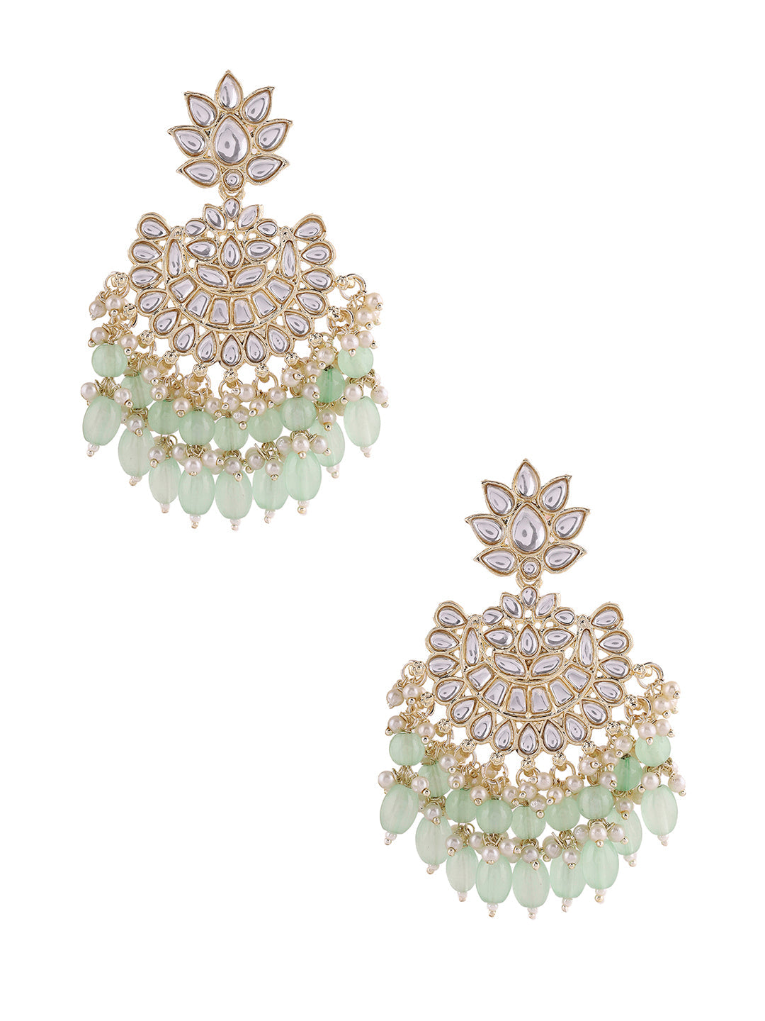 Priyaasi Mint Kundan Sequence Gold Plated Earrings