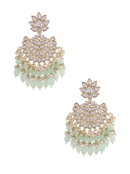 Priyaasi Mint Kundan Sequence Gold Plated Earrings