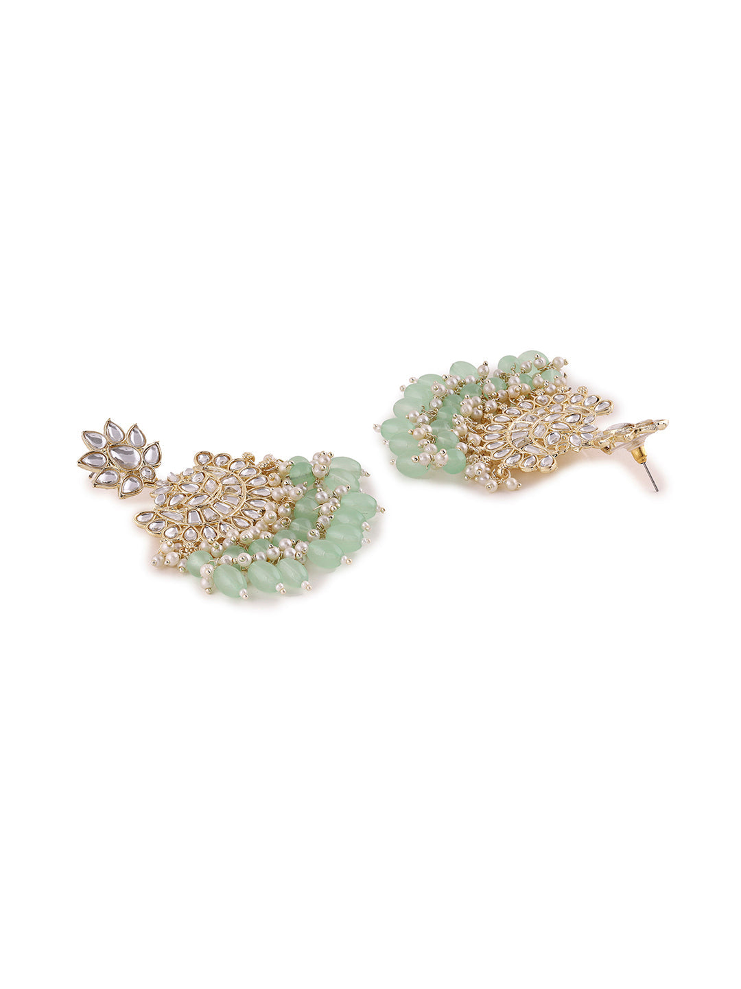 Priyaasi Mint Kundan Sequence Gold Plated Earrings