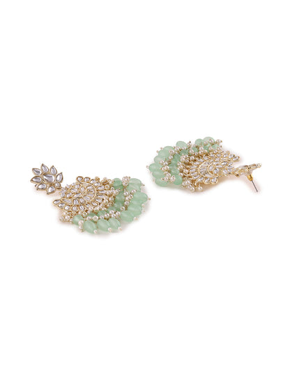 Priyaasi Mint Kundan Sequence Gold Plated Earrings