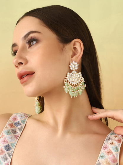 Priyaasi Mint Kundan Sequence Gold Plated Earrings