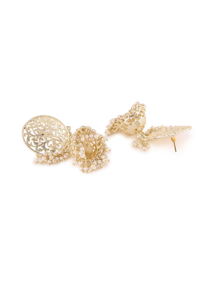 Priyaasi Floral Gold Plated Pearl Jhumkas