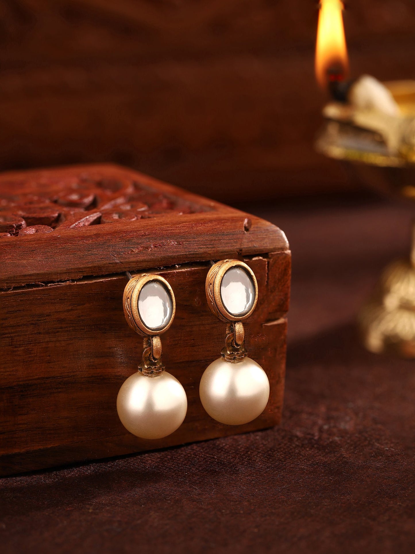 Priyaasi Kundan Pearl Drop Earrings