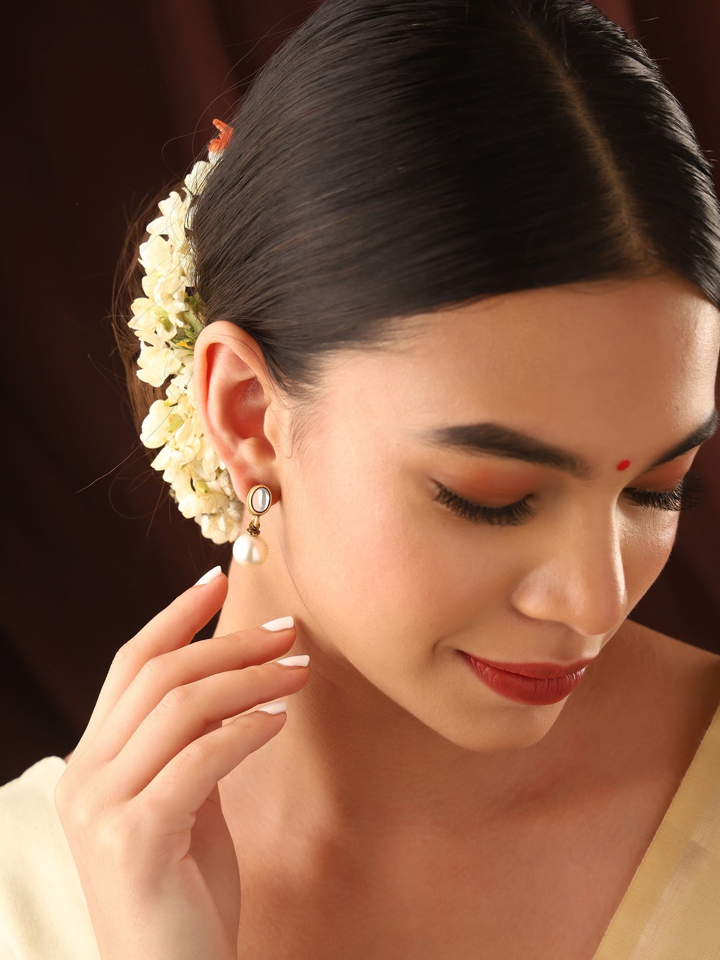 Priyaasi Kundan Pearl Drop Earrings