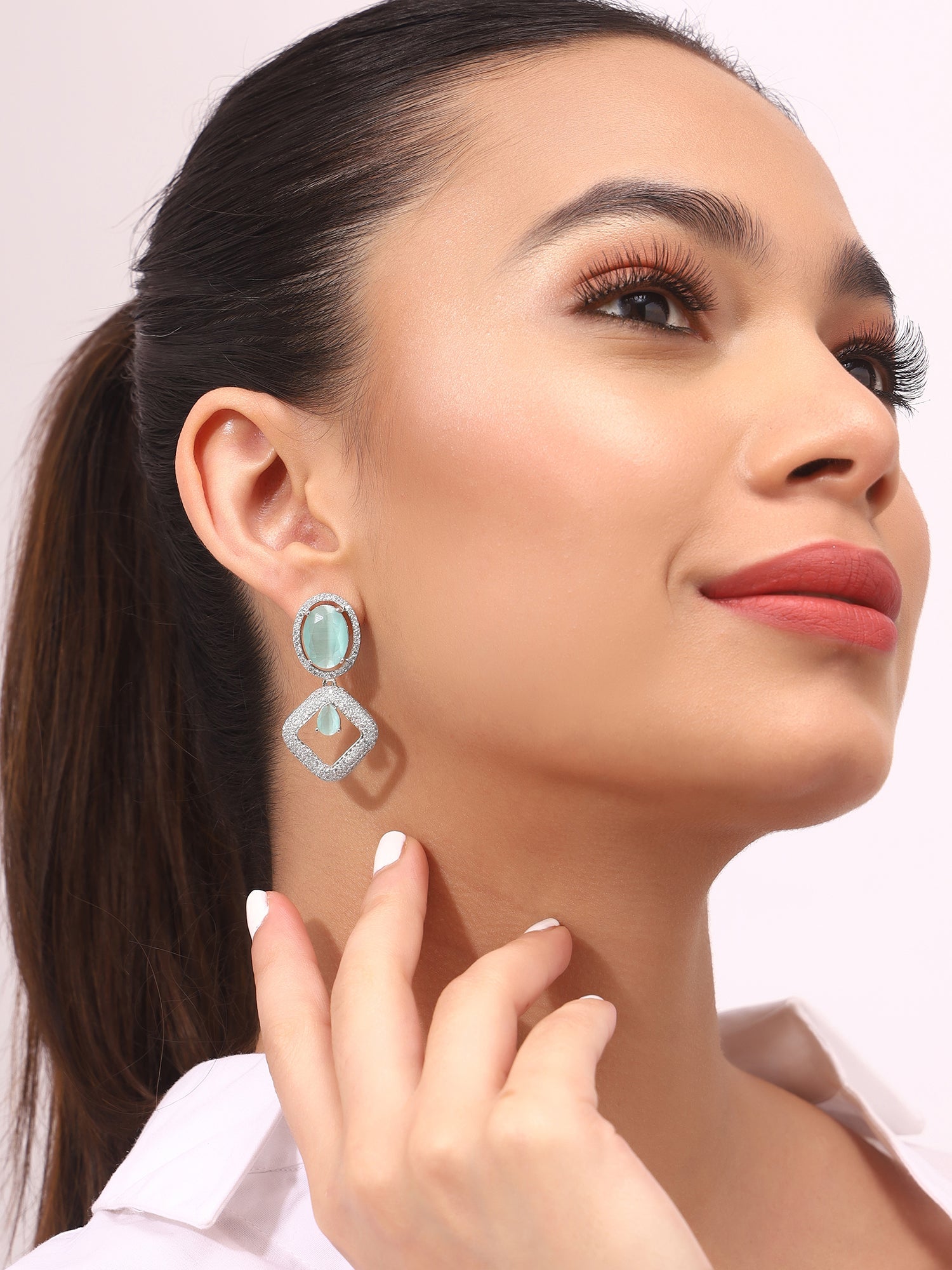 Priyaasi AD Blue Drop Earrings