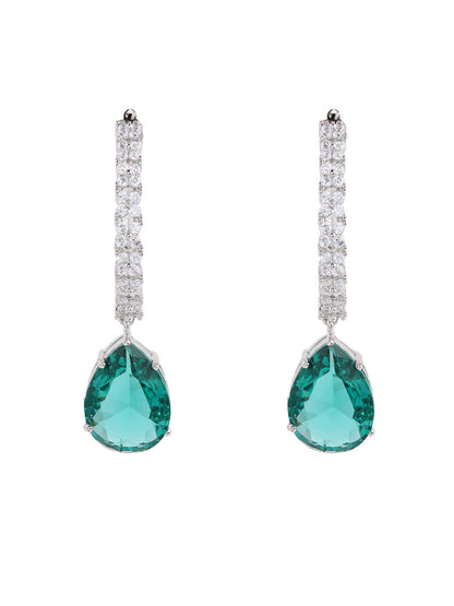 Priyaasi AD Green Stoned Drop Earrings