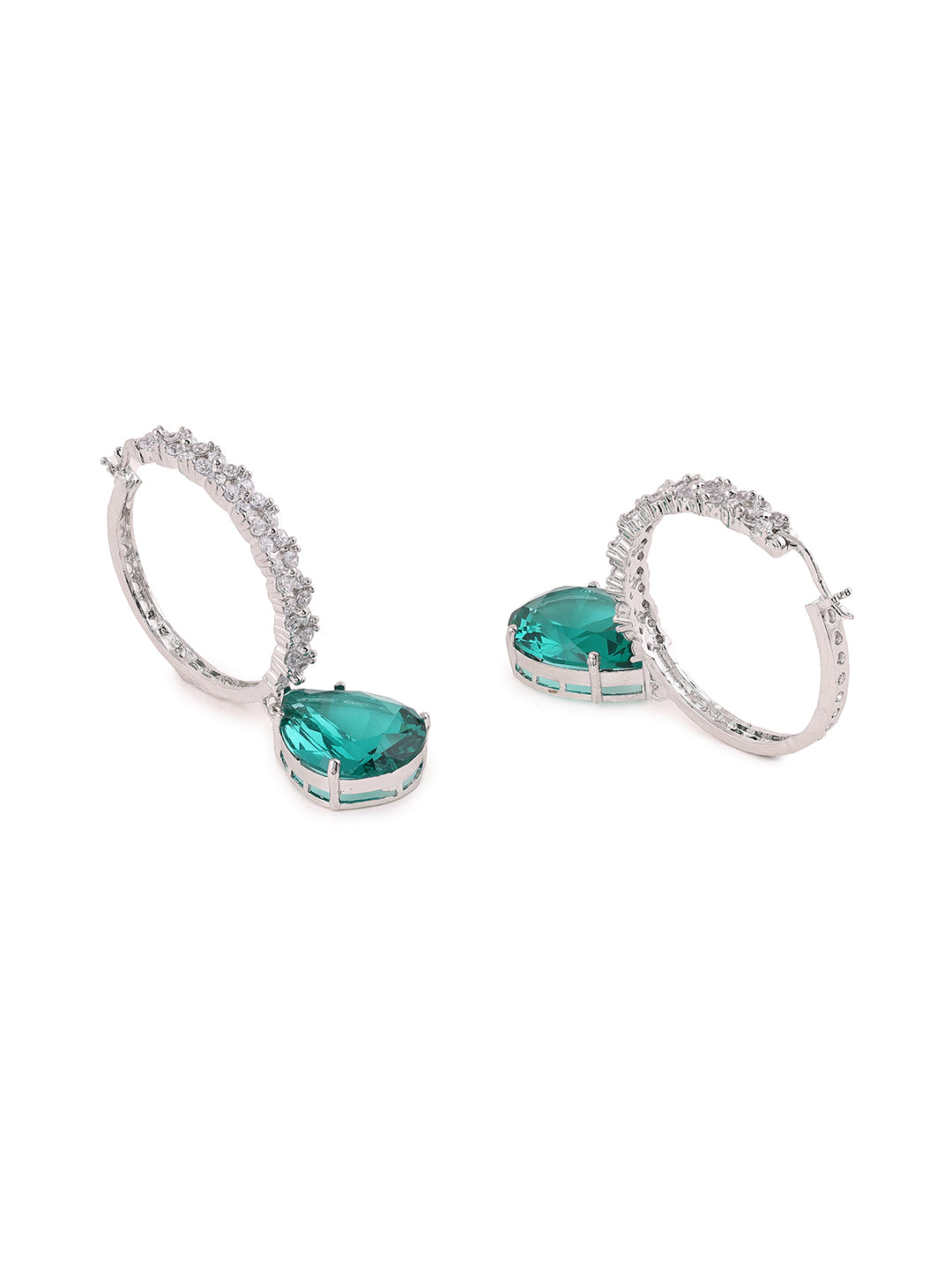 Priyaasi AD Green Stoned Drop Earrings