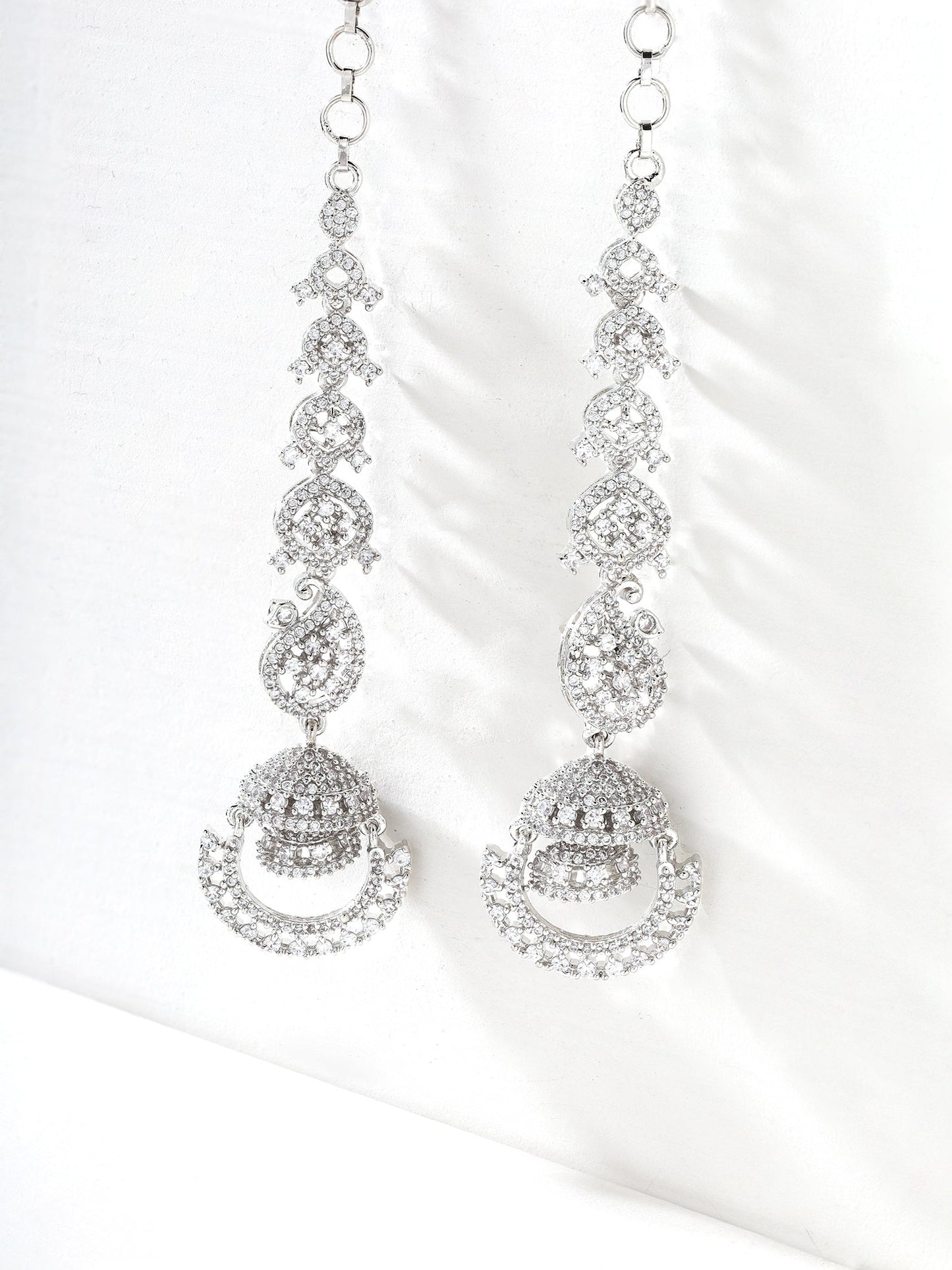 Priyaasi AD Silver Floral Jhumkis