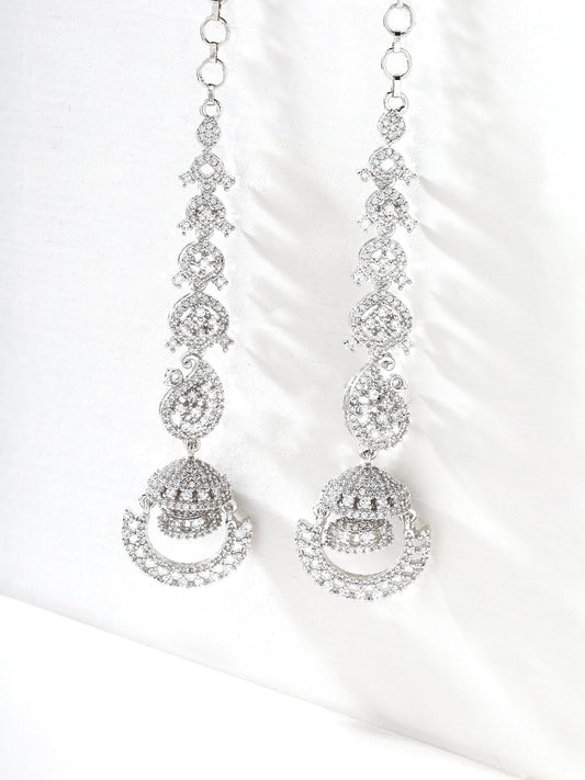 Priyaasi AD Silver Floral Jhumkis