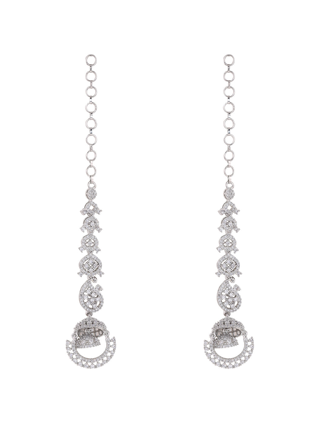 Priyaasi AD Silver Floral Jhumkis