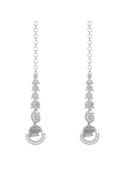 Priyaasi AD Silver Floral Jhumkis