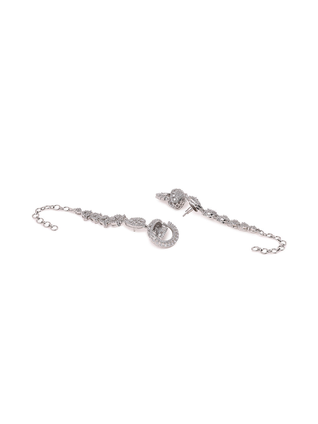 Priyaasi AD Silver Floral Jhumkis