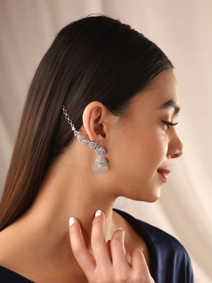 Priyaasi AD Silver Floral Jhumkis
