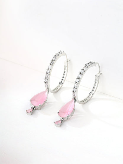Priyaasi AD Baby Pink Drop Earrings