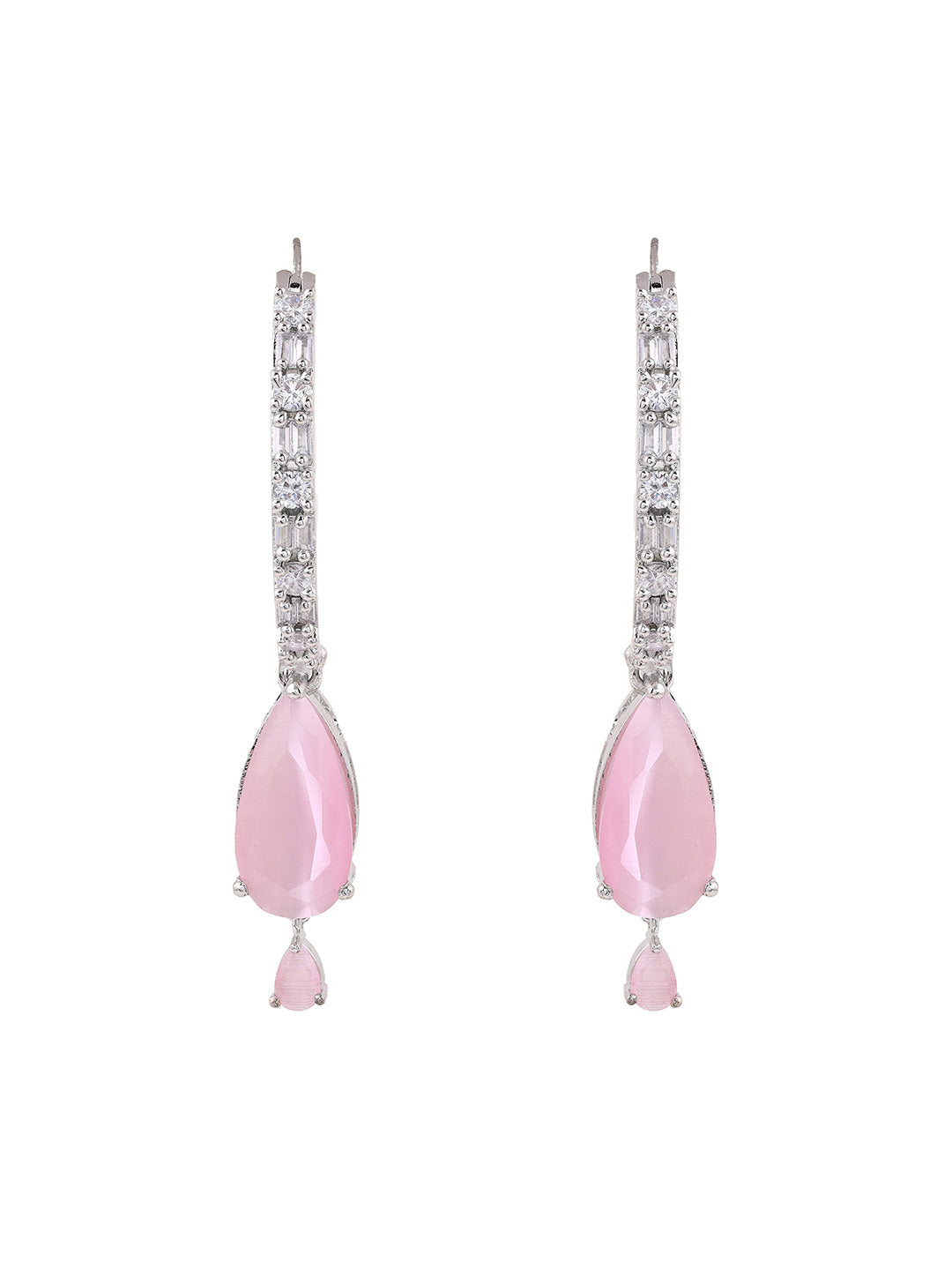 Priyaasi AD Baby Pink Drop Earrings
