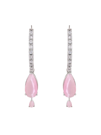 Priyaasi AD Baby Pink Drop Earrings