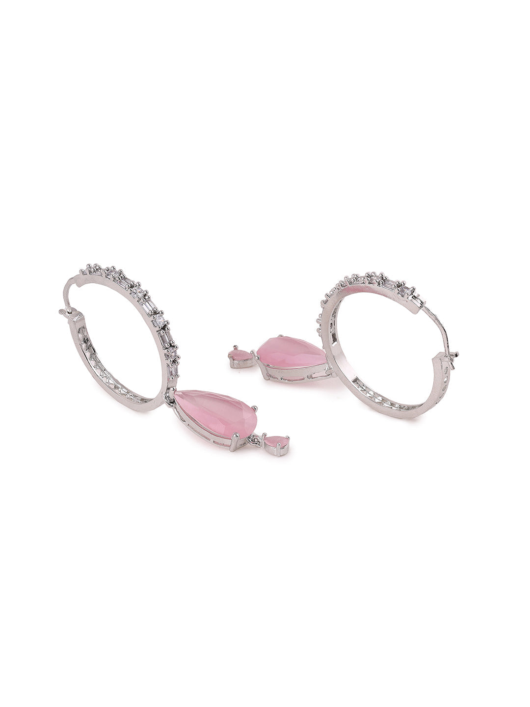 Priyaasi AD Baby Pink Drop Earrings