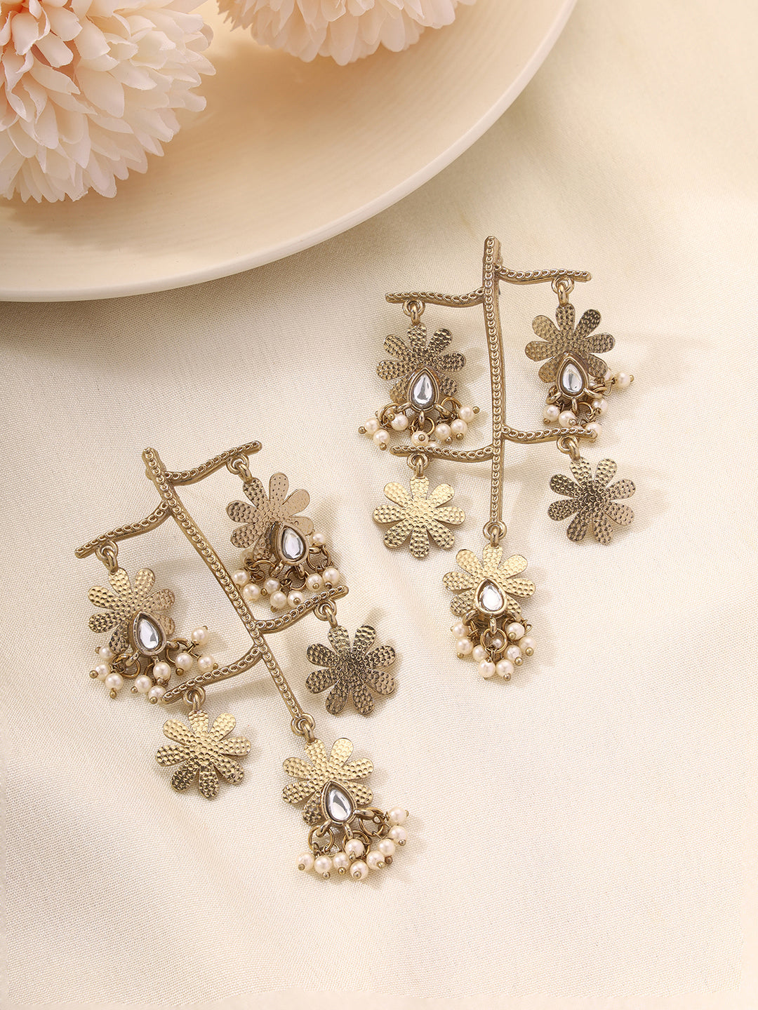Priyaasi Floral Statement Gold Plated Earrings