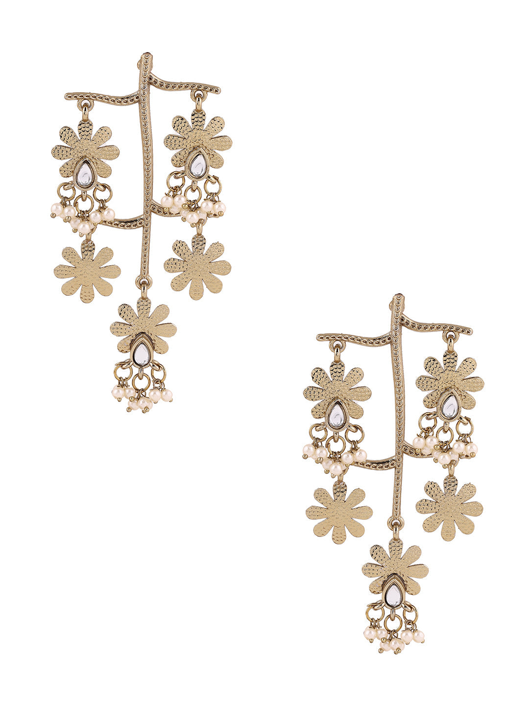 Priyaasi Floral Statement Gold Plated Earrings