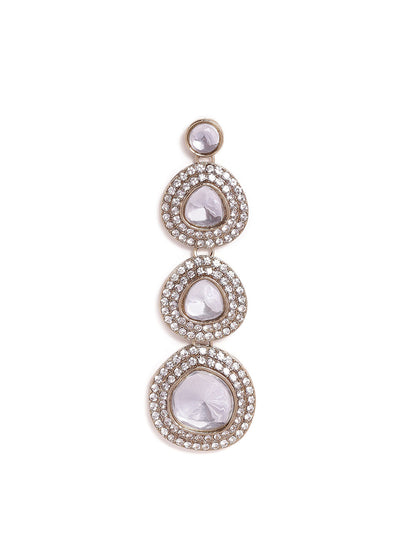 Priyaasi White stones Gold Plated Kundan Drop Style simple Earrings