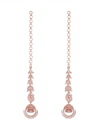 Priyaasi Floral Elegance AD Jhumkis Design Rosegold plating Earrings