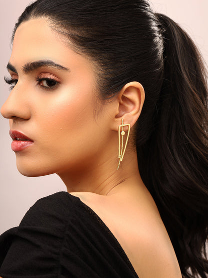Priyaasi Stylish Gold Plated Contemporary Triangle Shape Earrings