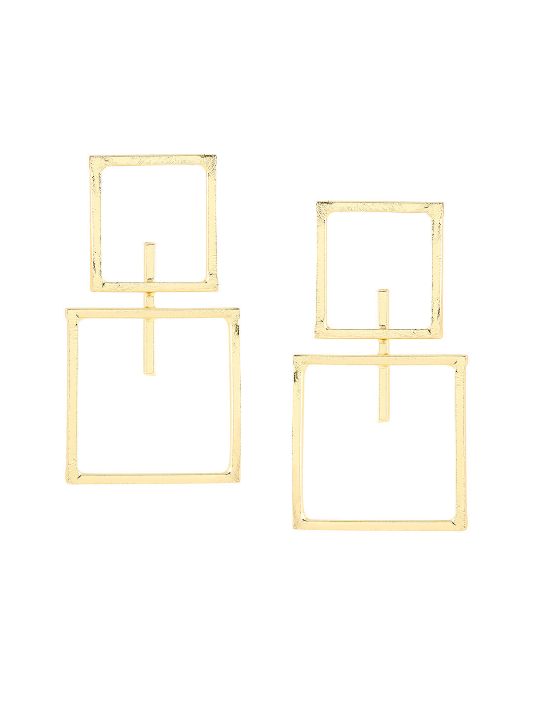 Priyaasi Square Shape Gold Plated Drop Earrings
