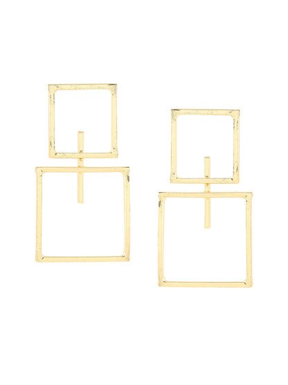 Priyaasi Square Shape Gold Plated Drop Earrings